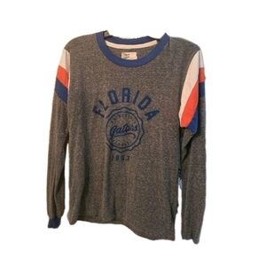 Florida Gators Gray Long Sleeve Tee with Contrast Sleeve Stripes